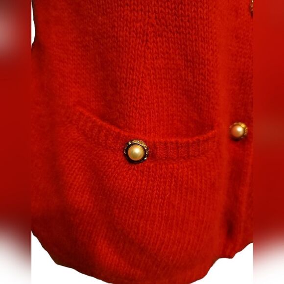 Neiman Marcus VTG Red Angora Sweater Cardigan Size M - Picture 2 of 11